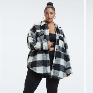 Good American Blue Plaid shacket